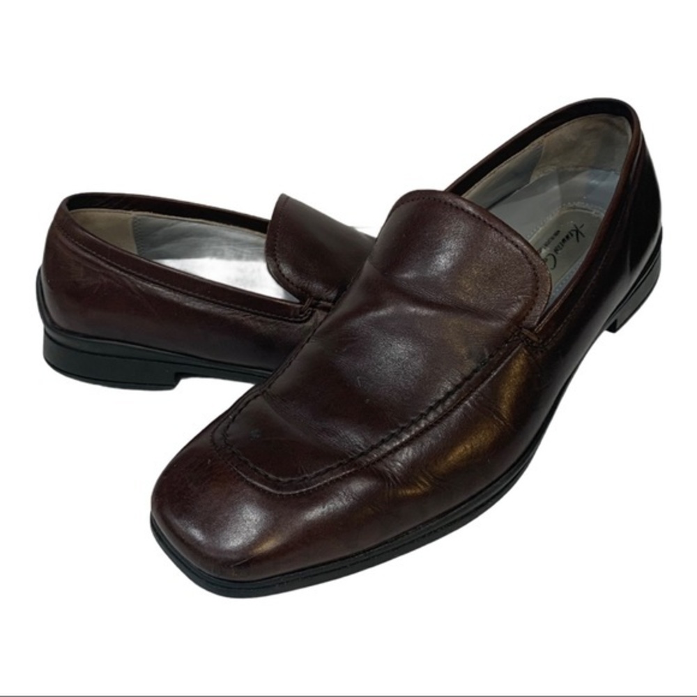 Kenneth Cole New York Silver Technology Leather Loafers Size 8.5